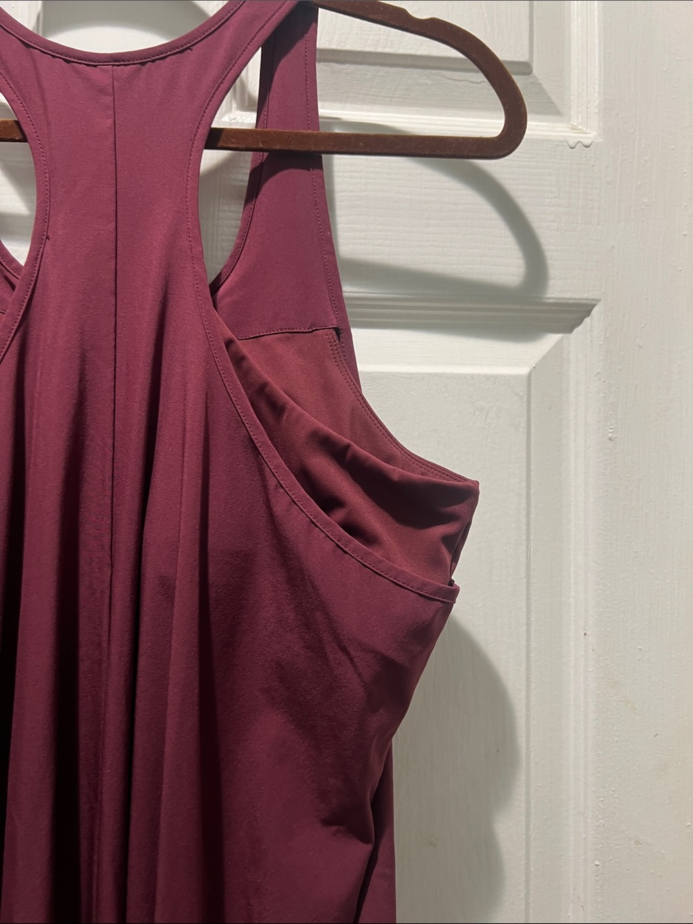 HALARA Sleeveless Asymmetrical Racerback Dress in Burgundy - Picture 9 of 14